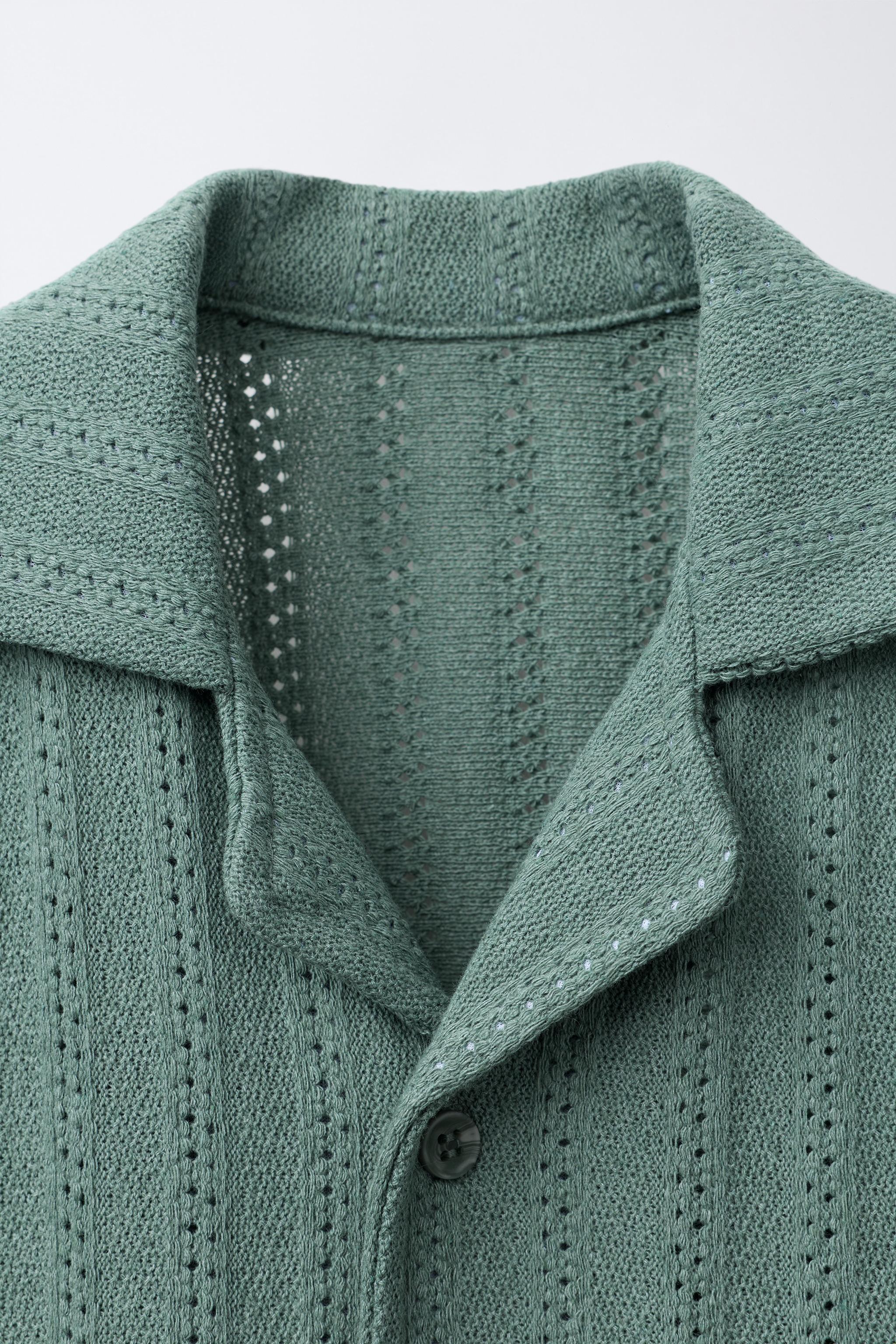 CUT KNIT SPREAD COLLAR SHIRT